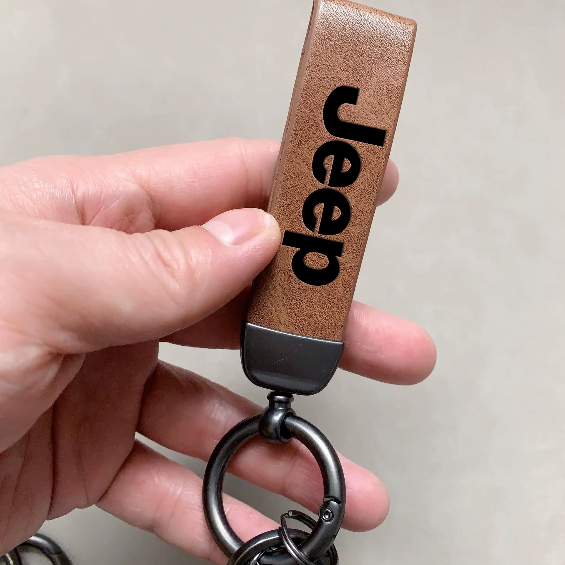 Porte-clés  de voiture en cuir Jeep