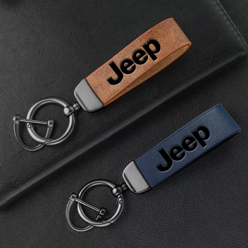 Porte-clés  de voiture en cuir Jeep