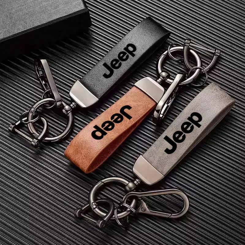Porte-clés  de voiture en cuir Jeep